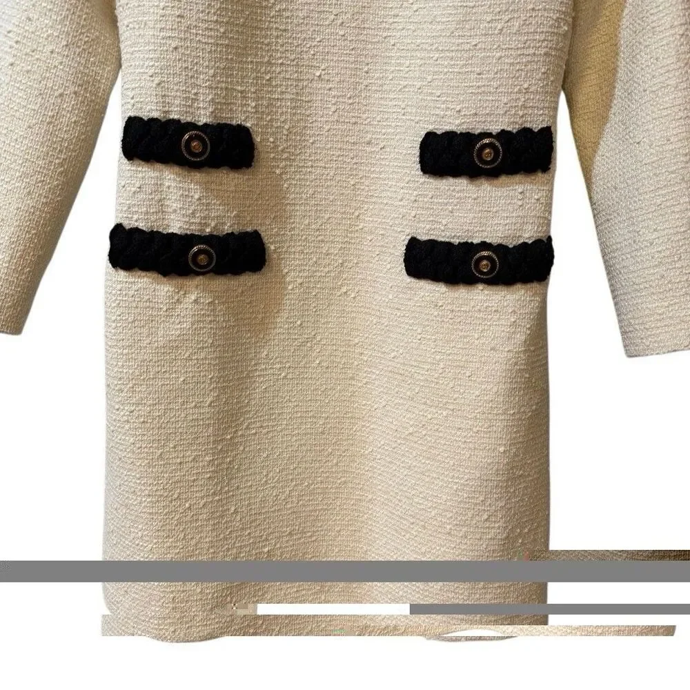 Tuckernuck Womens Cream Sheath Dress with Peter Pan Collar Size XS - Picture 6 of 11